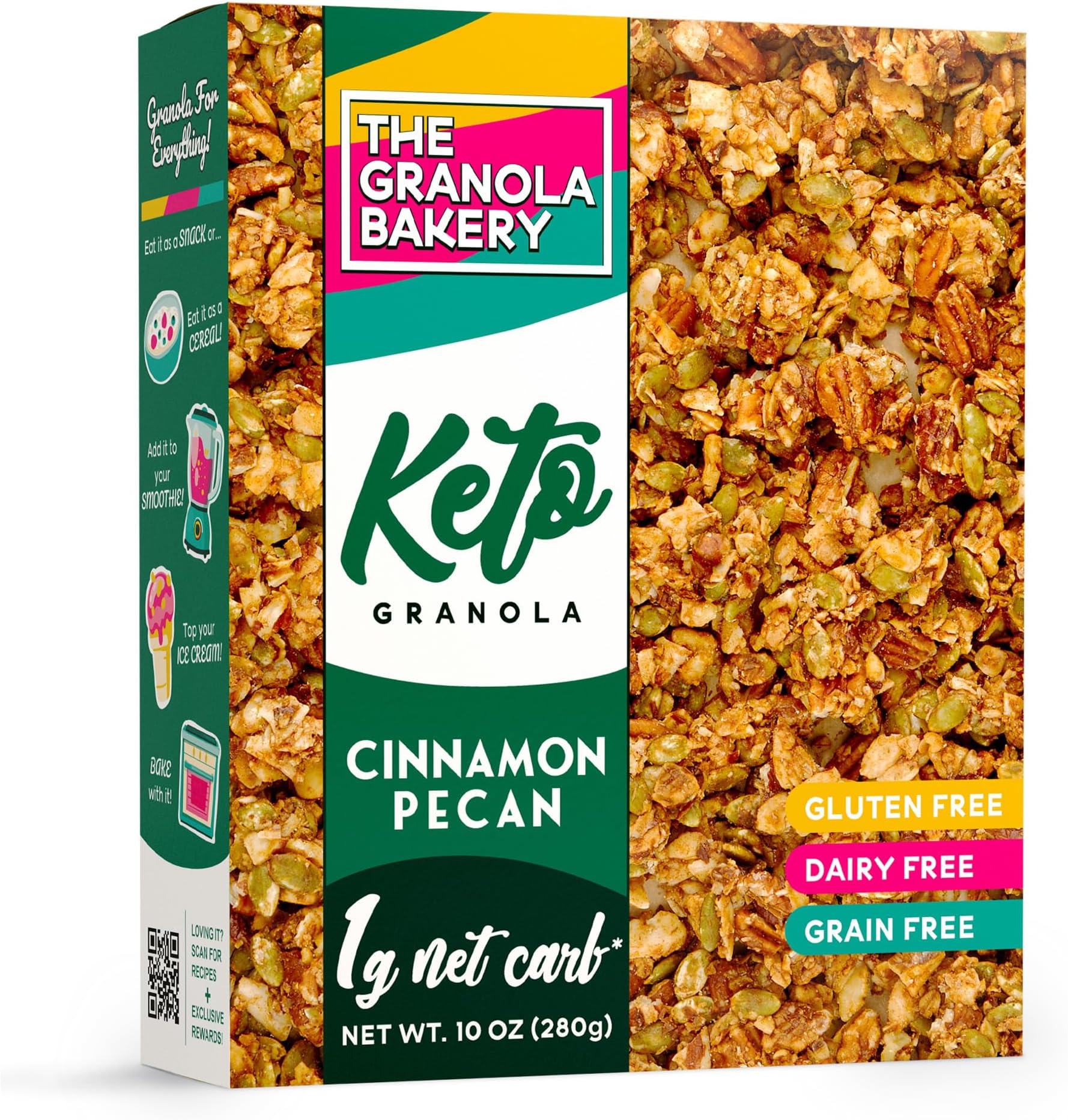 TGB Cinnamon Keto Granola | 1g Net Carb Cereal | Gluten Free Low Carb Nut Snack, 10 Ounces