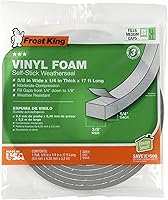 Frost King V734H Vinyl Foam Tape 3/4" x 1/2" x 10ft Closed Cell Grey - Waterproof Self-Stick Weatherstrip for Windows Doors