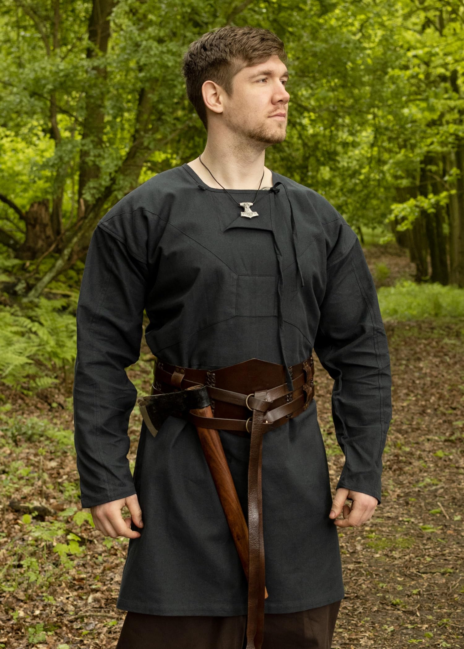 Ulfberth Breiter Ledergürtel, Unisex Doppelgürtel aus Leder | Damen & Herren, Breiter Gürtel, Mittelalter, Wikinger, Langgürtel, LARP, Reenactment, Pirat, Fantasy Cosplay