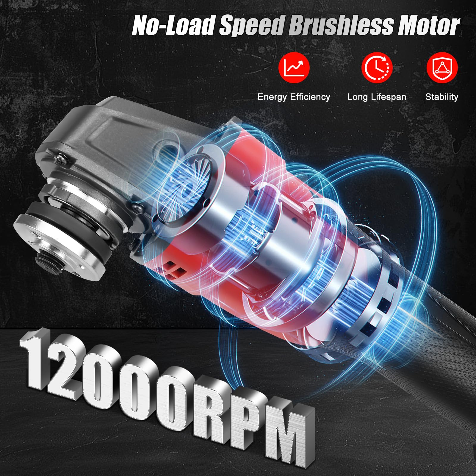 Roadtime Amoladora angular inalámbrica para Milwaukee de 18V (sin batería) | herramienta de molienda sin cepillo de 125mm 12000RPM con eje central de M14 a 5/8"-11, para corte, molienda y pulido
