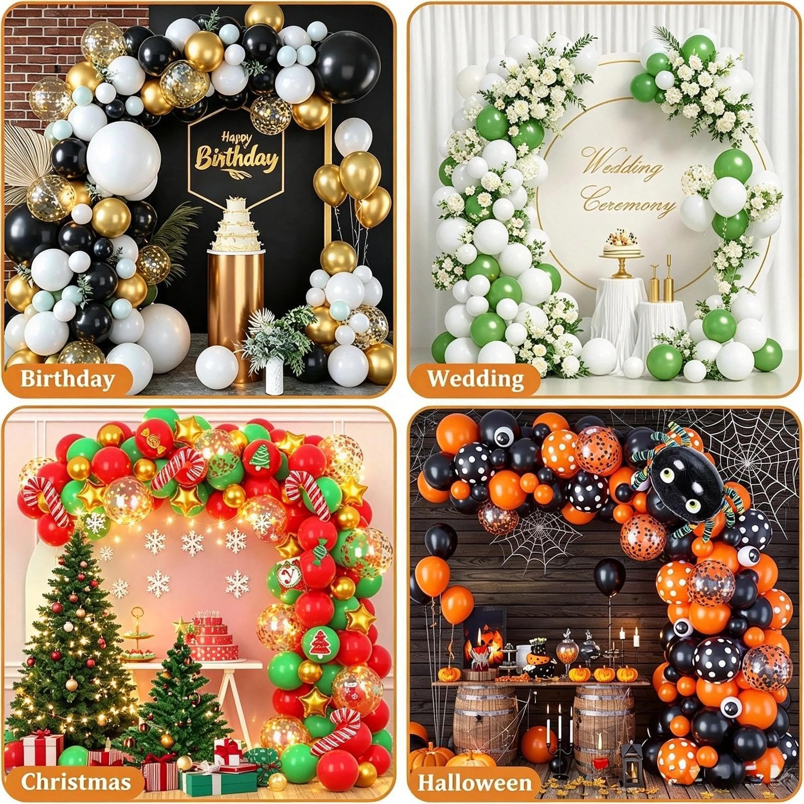 Kit de soporte de arco de globos flexible, soporte de arco de globos con base de agua de relleno, soporte de globo de medio arco de 8.2 pies y 5 pies para boda, baby shower, fiesta de cumpleaños,