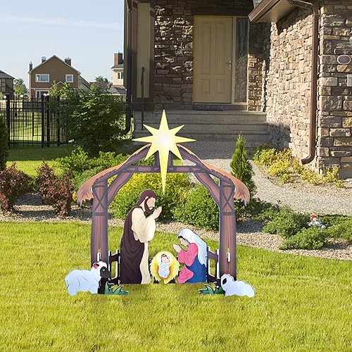 Juego de belén de Navidad para decoración al aire libre belén de la noche santa decoración de Navidad juego de pesebre familiar sagrada resistente a