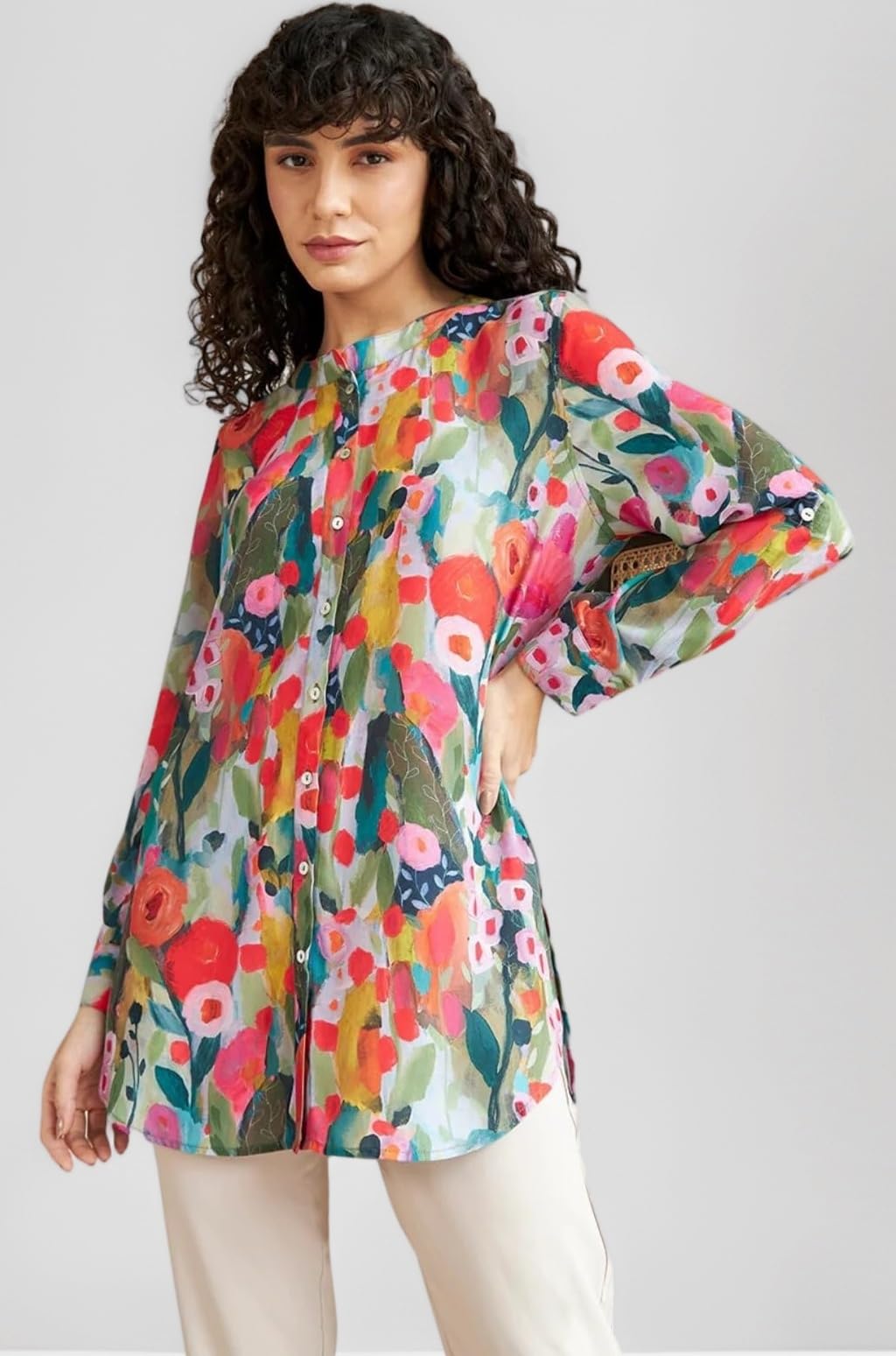 Women Rayon Shirts Korean Style Long Sleeve Oversized Button Down | Workwear Top for Office & Casual Wear