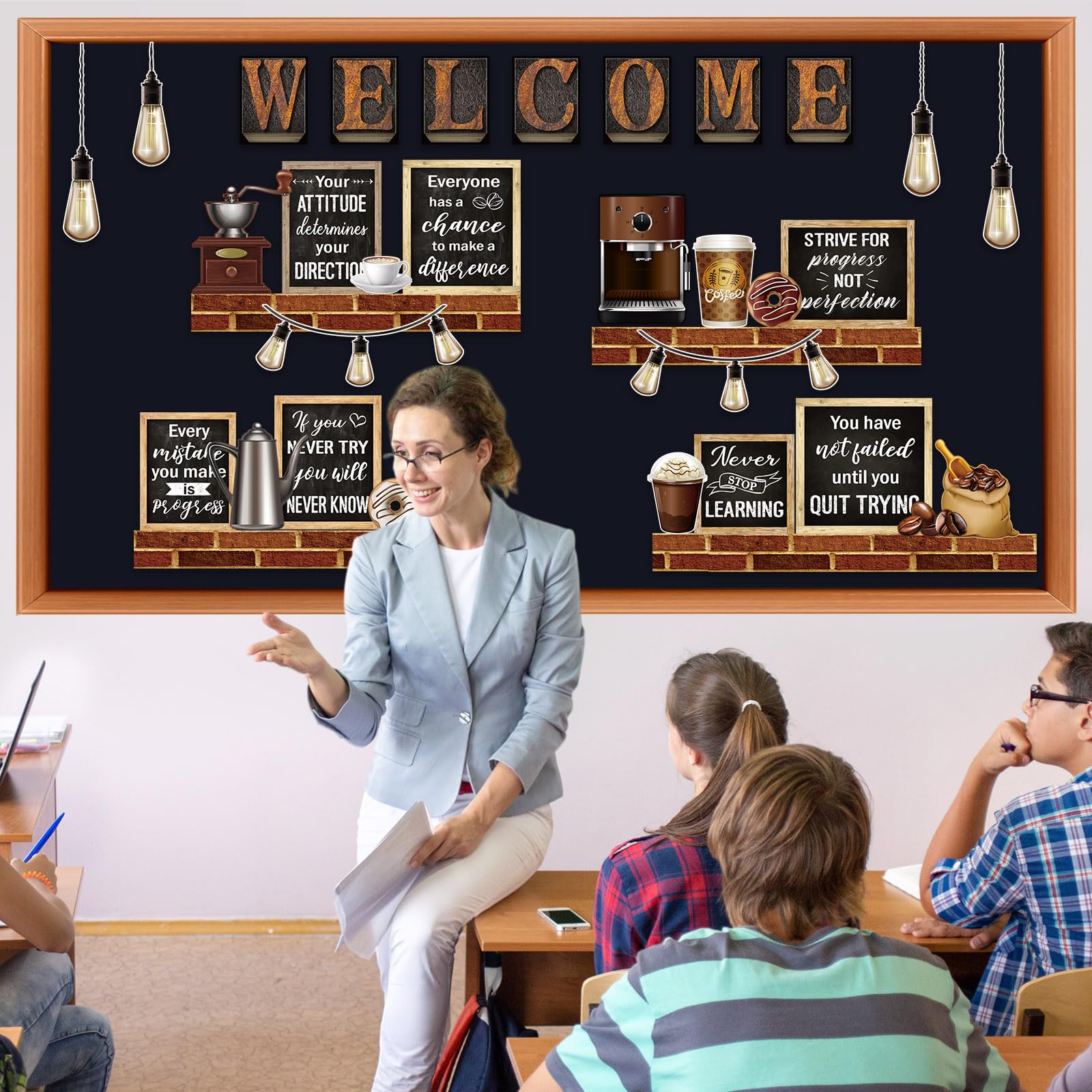 Snapklik.com : Coffee Motivational Bulletin Board Set Industrial ...