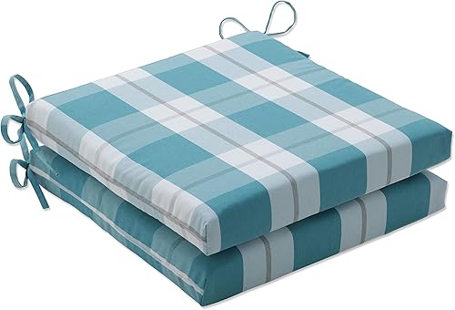 Pillow Perfect Branson - Cojines cuadrados para asiento esquinero para exterioresinteriores, 20 x 20 pulgadas, color verde, 2 unidades