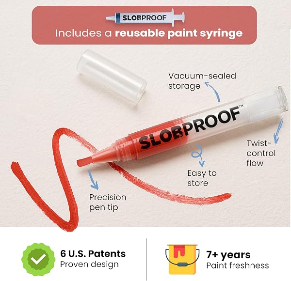 Slobproof Refillable Touch-Up Paint Pen, Mess-Free, Reusable Wall Paint Repair Tool, Precise Application, DIY Home Improvement, Furniture, Arts and Crafts, Patented Design, Easy Storage, Pack of 2 - 3