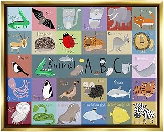 Stupell Industries Various Animal Alphabet Learning Floating Framed Wall Art, Design by Carla Daly