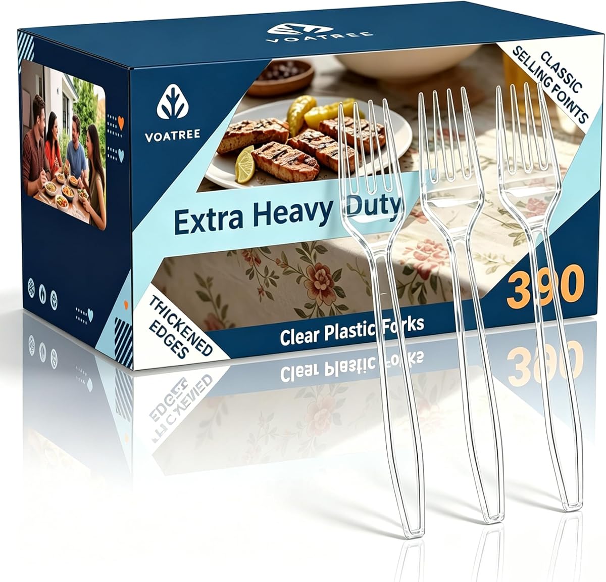 Heavy Duty Disposable Clear Plastic Forks 7 inch 390 Count – Premium Transparent Cutlery,Crystal Strong BPA-Free Utensils for Wedding Party Restaurant
