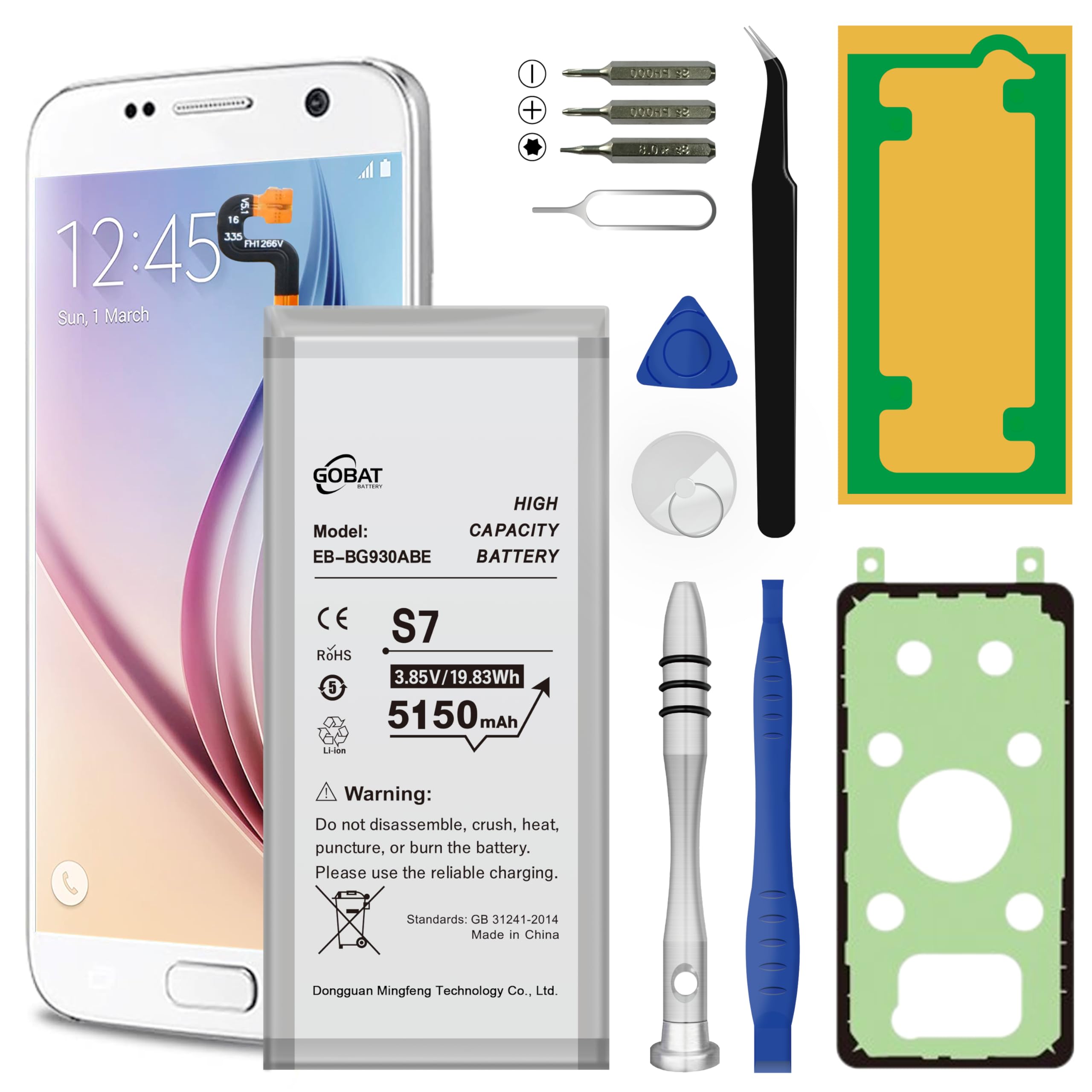 GOBAT Replacement for Samsung Galaxy S7 Battery,5150mAh High Capacity Compatible with Samsung Galaxy S7 Model (G930 G930V G930A G930T G930P G920V)