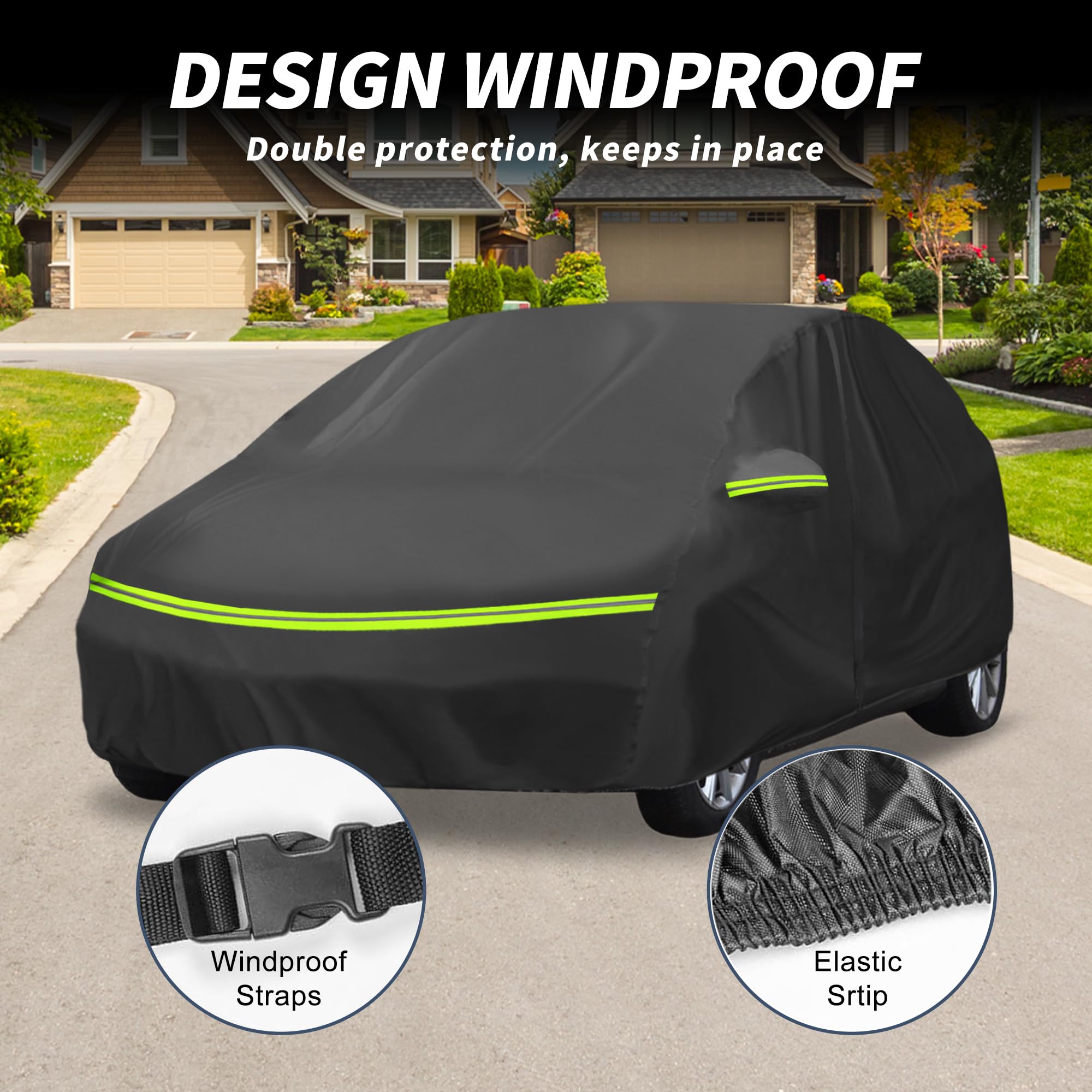 A ABSOPRO Funda de Coche para Citroen C4 II Sedán 2010-2020 210D-PU Exterior Funda de Coche Completa para Todo Clima Impermeable a Prueba de Viento Protección Solar con Cremallera