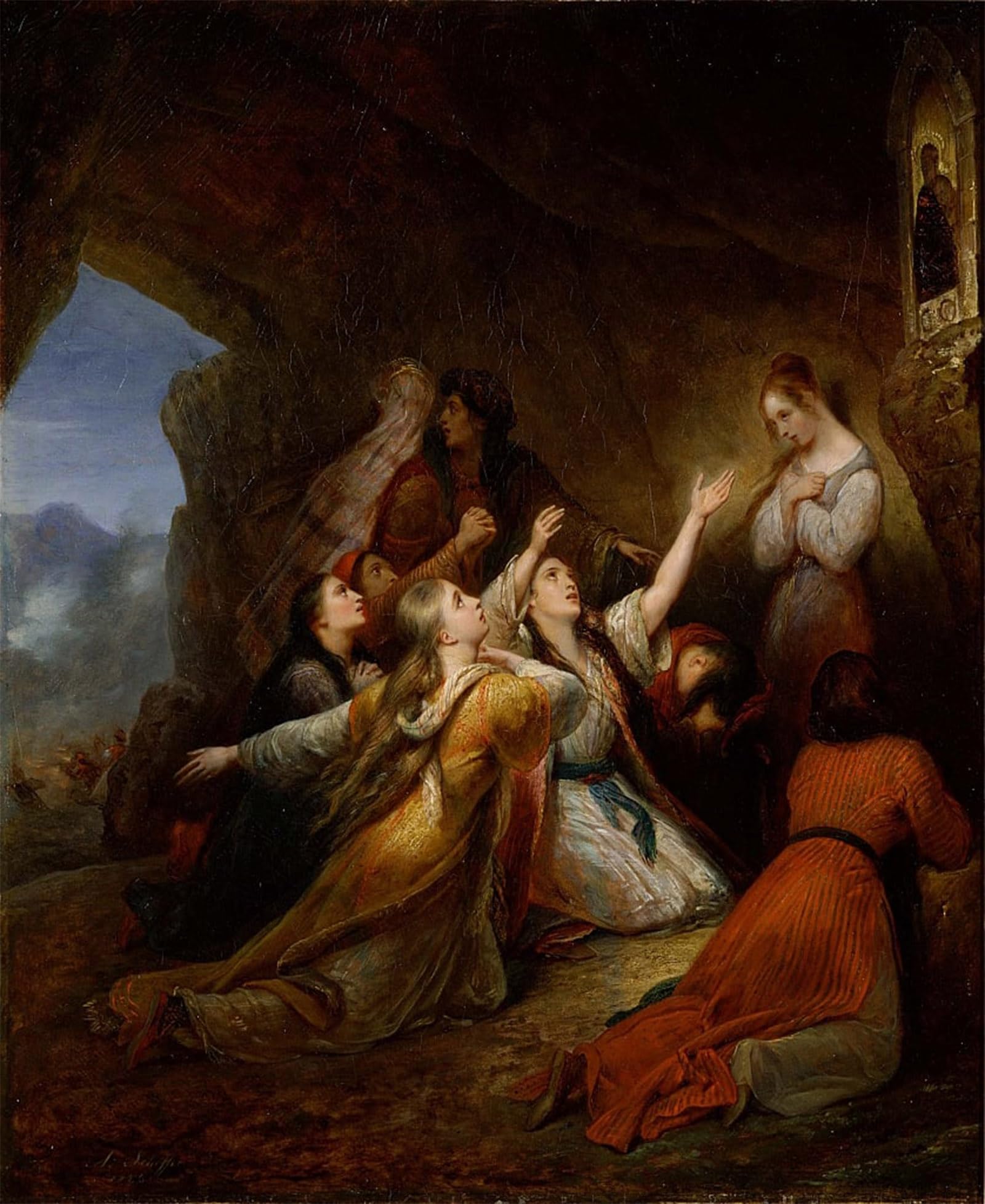ARTXLXXBN Famous Art Print Poster Vintage Wall Art Greek Women Imploring At the Virgin of Assistance by Ary Scheffer Canvas Art Poster for Home Decor 60x90cm