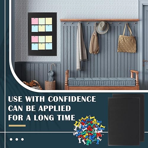 Miniatura 5 de 2 tableros grandes de corcho para montar en la pared, con marco de madera, de 36 x 24 pulgadas, tablón de anuncios para colgar, rectangular, de 12