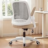 Amazon product image of NEO CHAIR Office Desk Chair, Ergonomic Mesh with Flip-Up Armrests, Beige | Lumbar Support, Height Adjustment, 360° Swivel and Rolling Base, Space-Saving Design for Home Office, Vanity or Study