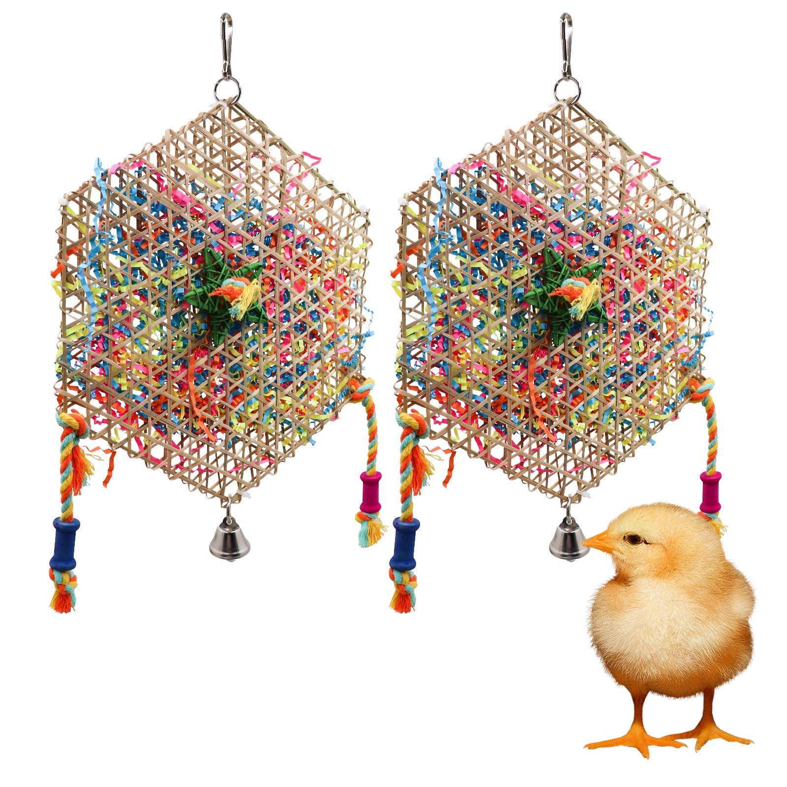 2 Pack Chicken Chewing Toys, Hanging Chick Foraging Shredder Toys, Suitable for Chicken Chick Parrot Cockatiel Conure African Grey Lovebird