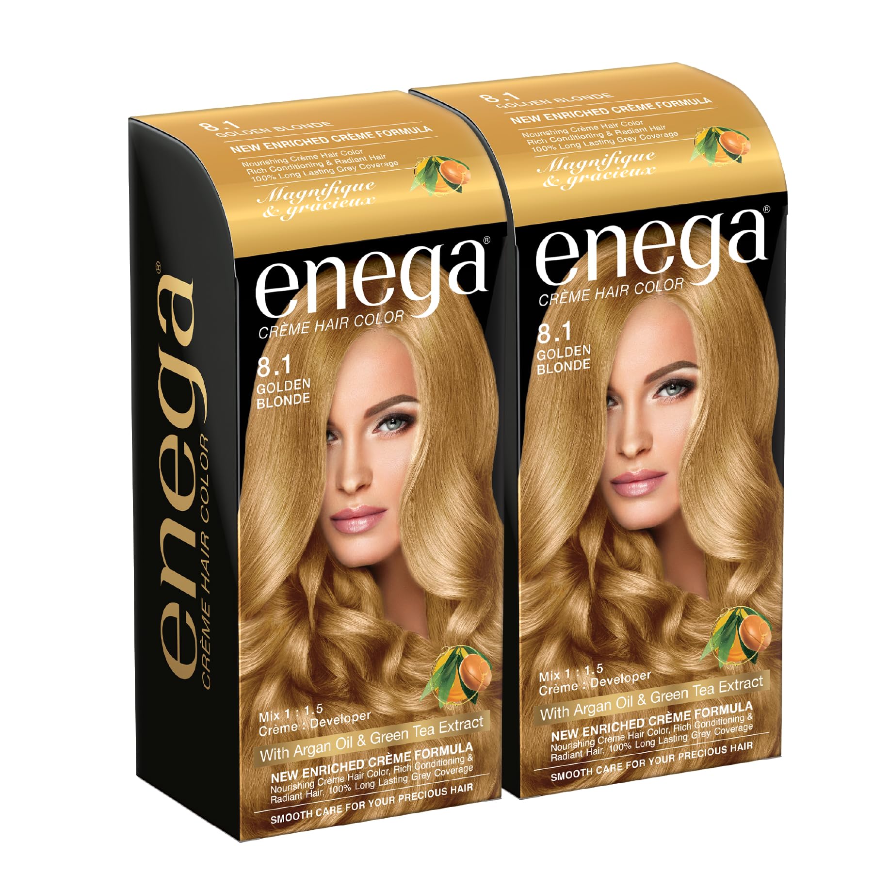 ENEGA Golden Blonde Cream Hair Color 150 ML - Pack of 2, Extracted with Argan Oil and Green Tea-image-28