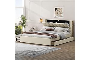 Merax King Size Platform Bed with Storage Drawers & Trundle