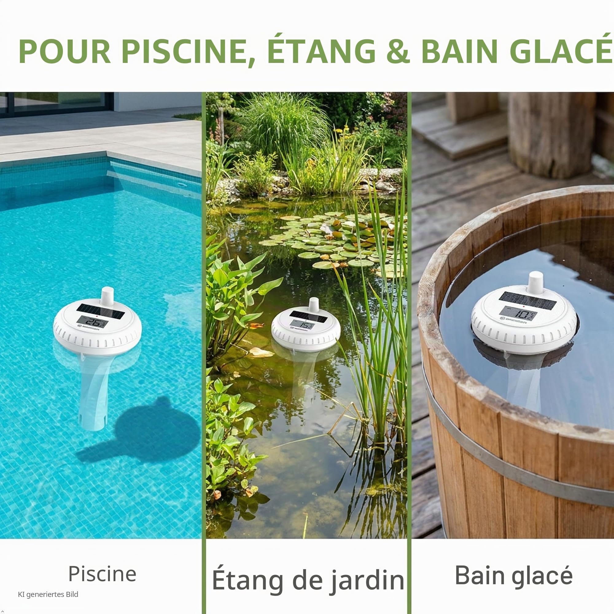 Bresser Thermomètre de Piscine Sans Fil avec Capteur Solaire et Alarme