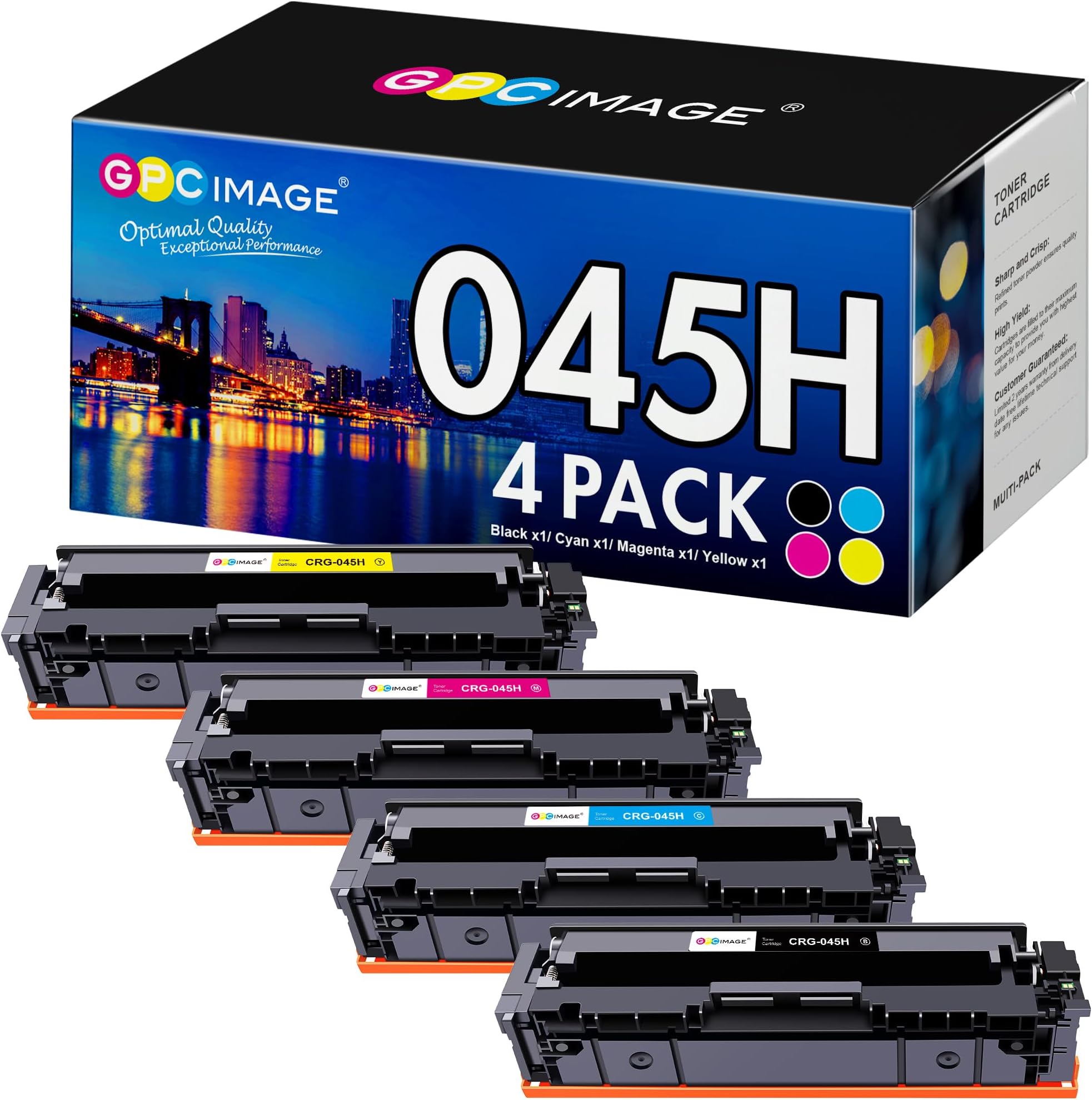 Compatible Toner Cartridge Replacement for Canon 045 Toner Cartridges 045h CRG-045H for Color ImageCLASS MF634Cdw MF632Cdw LBP612Cdw LBP613Cdw MF632 MF634 Series Printer Tray(4-Pack)