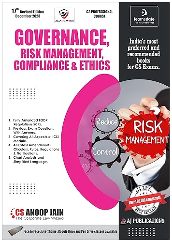 Governance, Risk Management, Compliance &amp; Ethics CS Professional December 2023 Attempt CS Anoop Jain 17th Revised Edition