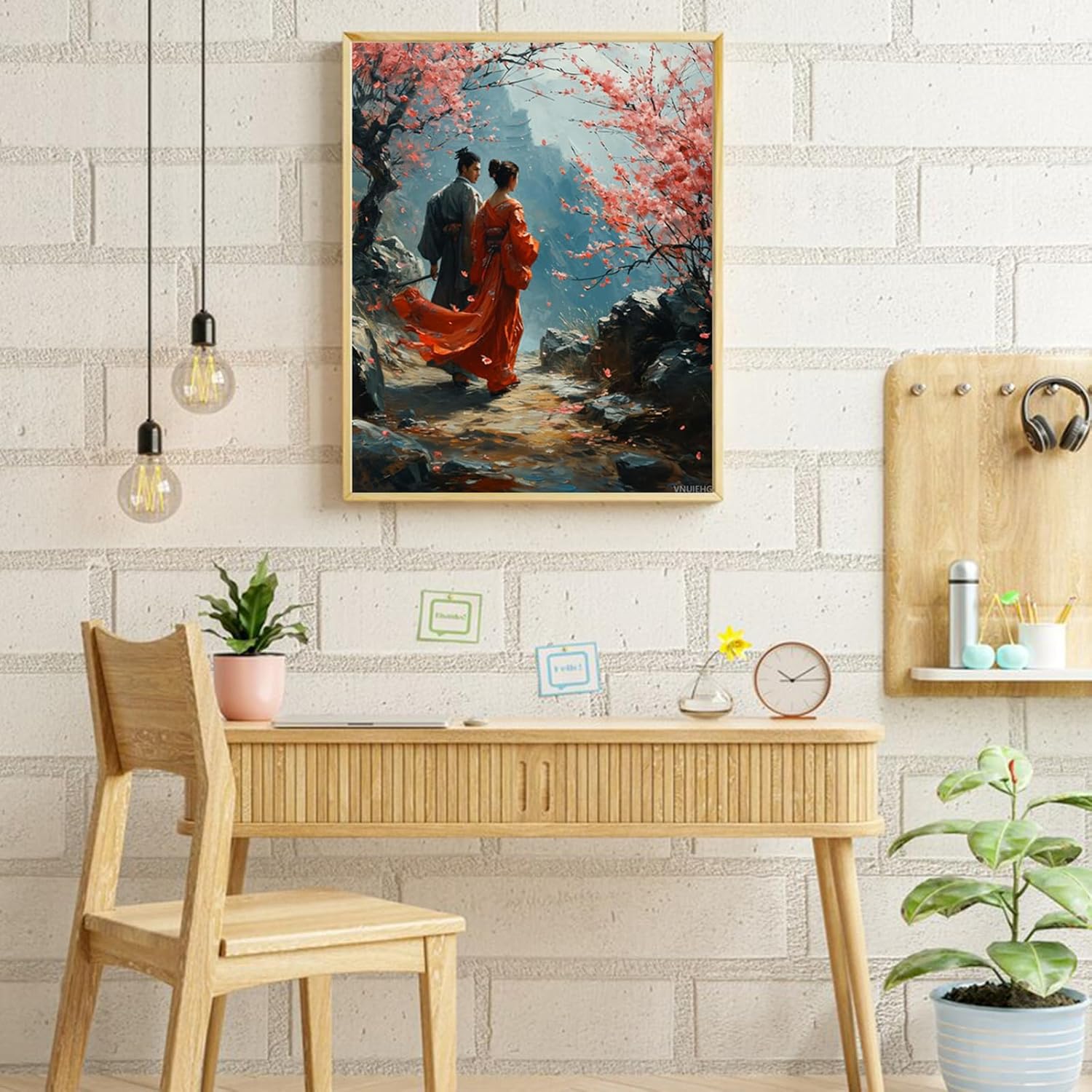 VNUIEHG DIY Paint by Number Kits for Adult Beginner, Cherry Blossom Samurai Dance, Paint by Numbers Kits for Adults, Canvas Painting Gift Kit for Modern Home Wall Decor, 40x50cm, Vibrant