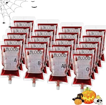 20 PCS Blood Bags for Drinks 250ML Reusable IV Blood Bag Halloween Drinking Pouches Vampire Party Juice Puree Bag for Halloween Nurse Cosplay Party Props Party Favors