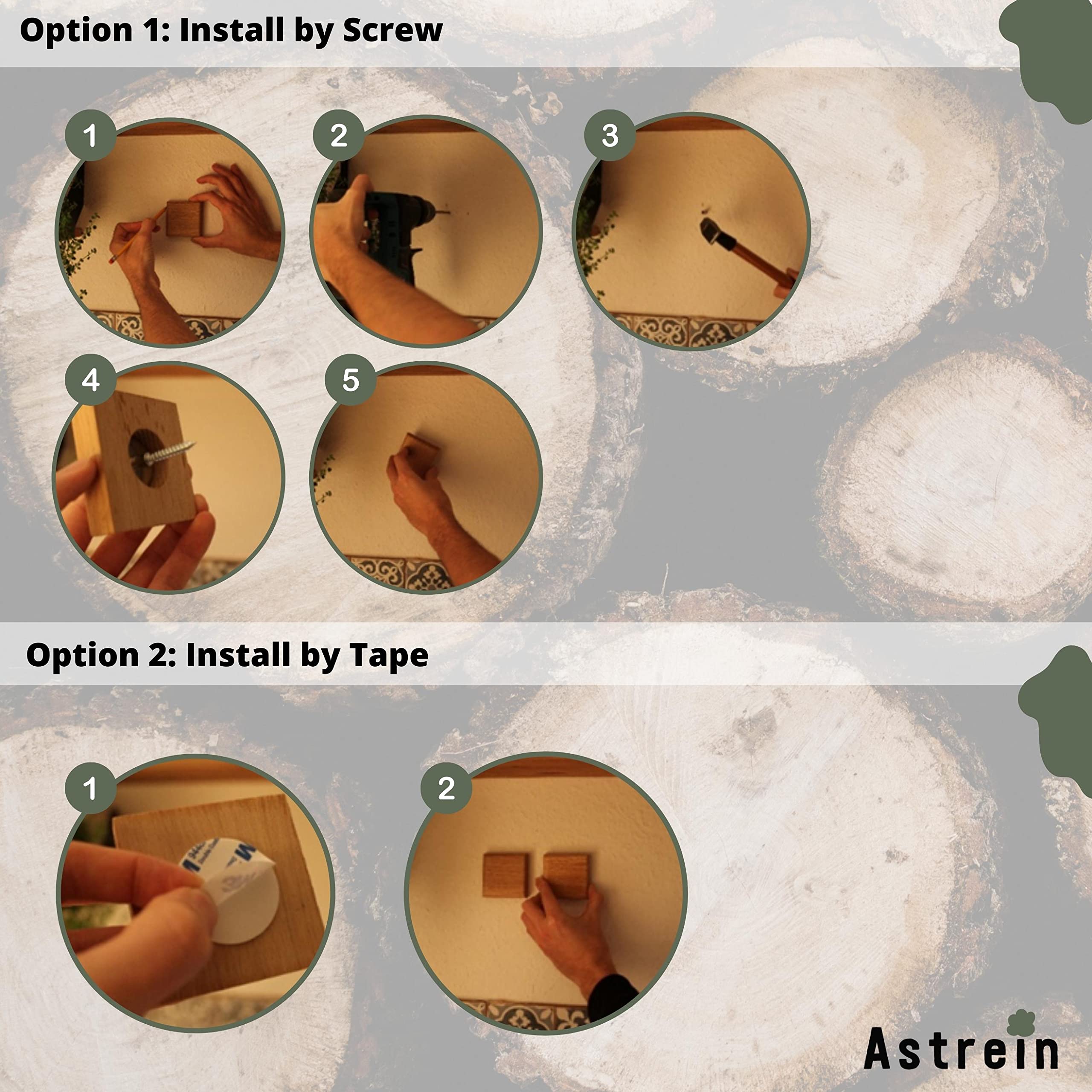 ASTREIN® | Magnetischer Schlüsselhalter | Wandhalterung aus Holz | Schlüsselbrett Magnetisch | Einzugsgeschenk | Selbstklebend (4er Set | Eiche)