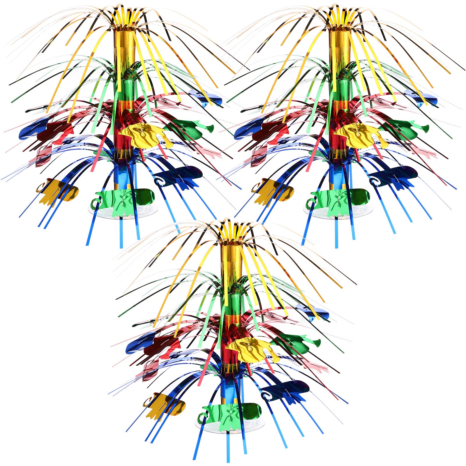 Photo 1 of 3 Pieces Table Graduation Centerpiece 8.5" Glitter Foil Graduate Hats Cascade Decoration Party Decor Supplies for Grad Graduation (Red, Gold, Blue, Green) Red, Gold, Blue, Green Graduate Hats