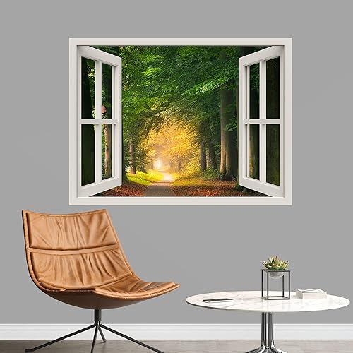 Miniatura 1 de IDEA4WALL Adhesivo mural removible para pared, bosque de árbol verde, bosque, camino, naturaleza, desierto, fotografía, arte moderno, paisaje