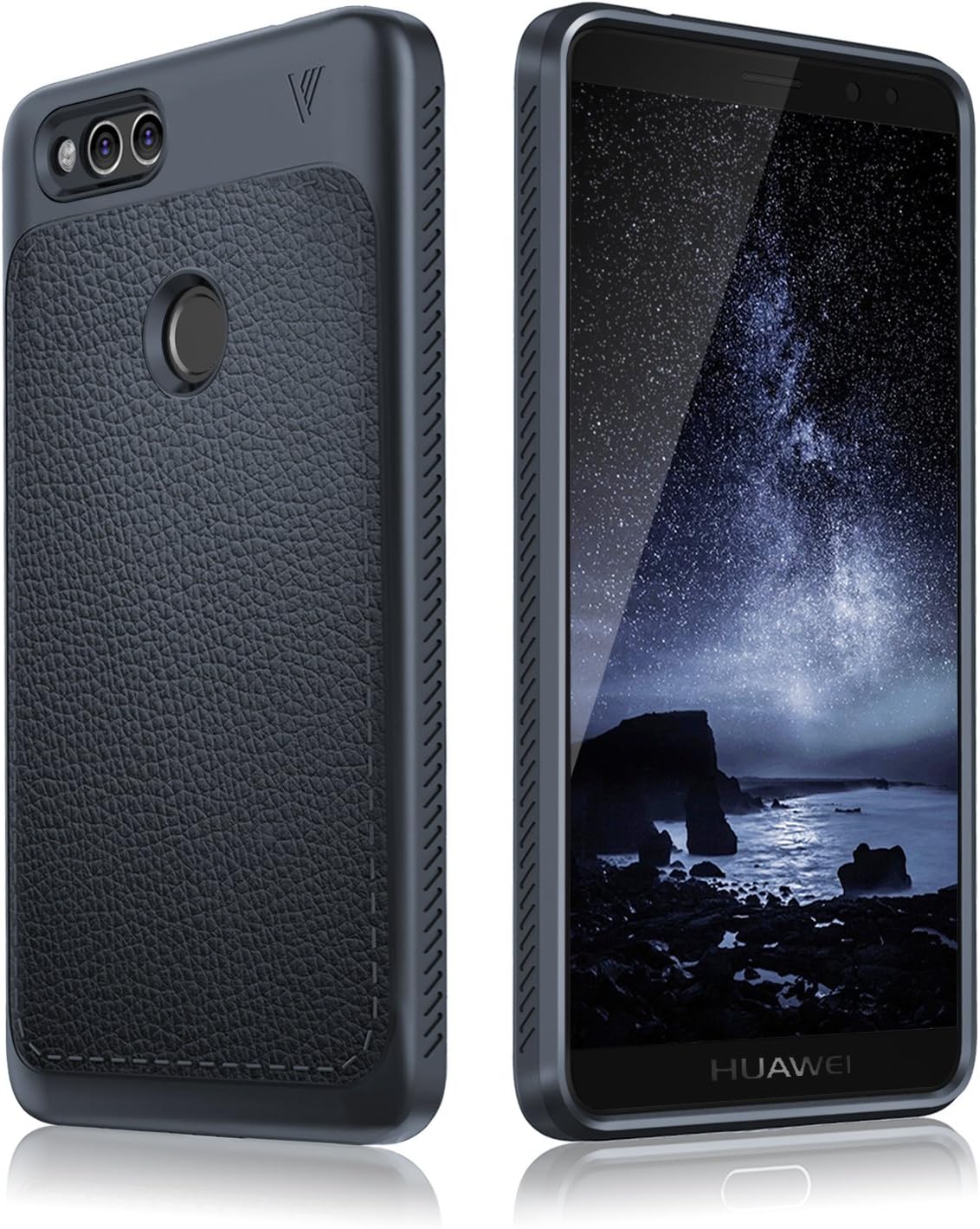 Honor 7X Case Shockproof Anti-Slip Anti-Scratch Full Protective Case for Huawei Honor 7X Luxury TPU Leather Case for Huawei Honor 7X (Blue)