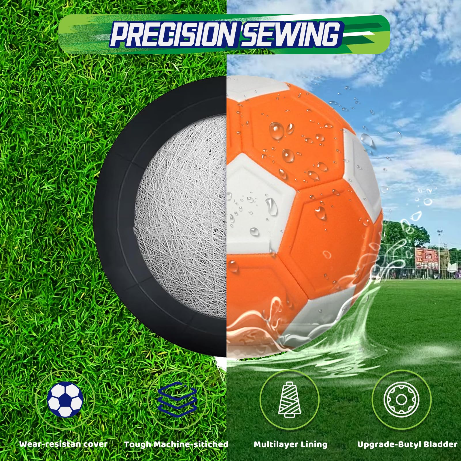 Swerve - Pallone da calcio curvo, misura 5, morbido, per ragazzi e ragazze, per attività all'aperto e al chiuso, gioco di calcio curvo, compite con pompa ad aria, borsa