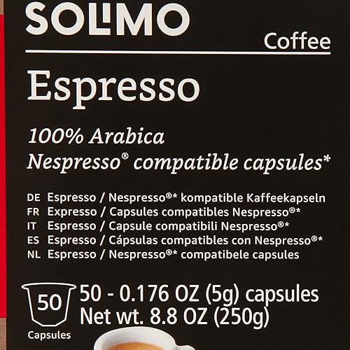Miniatura 9 de Marca Tienda  Solimo Espresso Capsules, tostado medio, compatibles con cafeteras originales, paquete de 1 x 50 cápsulas (50 unidades)
