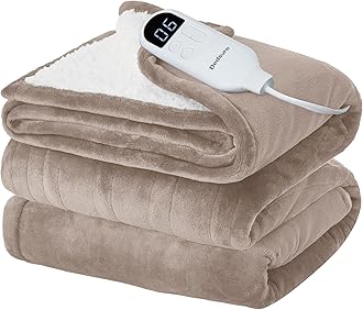 Electric Blanket Full Size - Soft Flannel Heated Blanket Full, Fast Heating with 6 Time Settings (Up to 10H) & 6 Heat Settings, Warm Gift for Grandma (72x84 inches, Taupe)