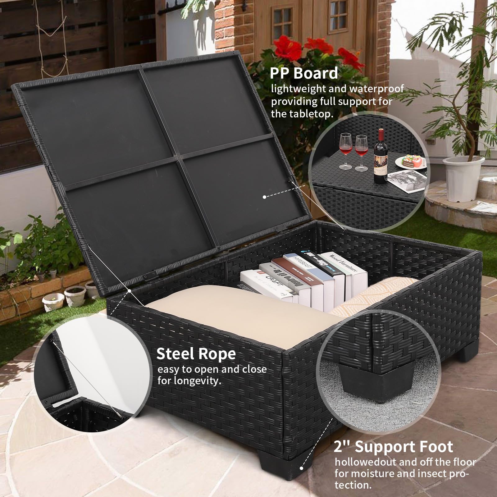 Rattaner Outdoor Furniture Set 3 Pieces Wicker Patio