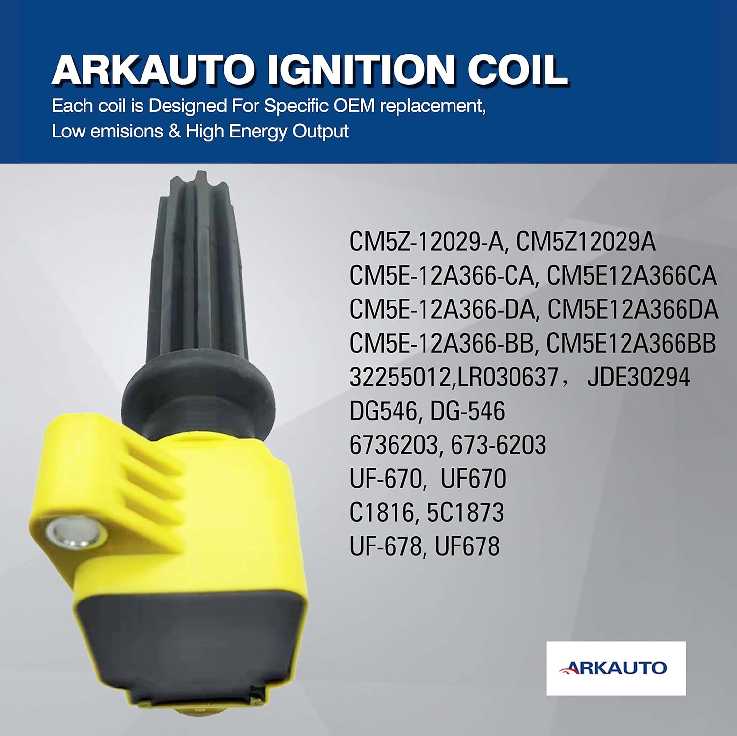 4PCS ARKAUTO PERFORMANCE IGNITION COIL ARK-IG670-Y UF670 CM5E12A366CA FOR FORD FOCUS ST RS EDGE MUSTANG FUSION TAURUS EXPLORER JAGUAR XF XE DICOVERY LR2 LINCOLN MKC MKT 2.0 2.0T 2.3T