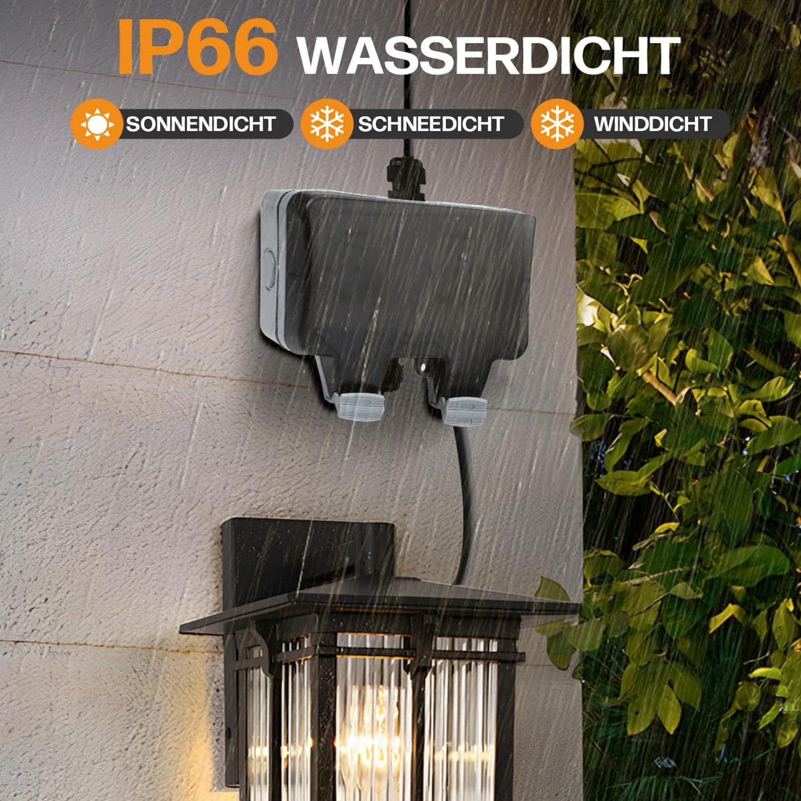 ViaGasaFamido Presa Elettrica Esterna da Parete da 16 A Resistente Alla Pioggia, con Interruttore Indipendente e Indicatore Luminoso A LED per Parchi, Giardini, Garage e bagni. (10m)