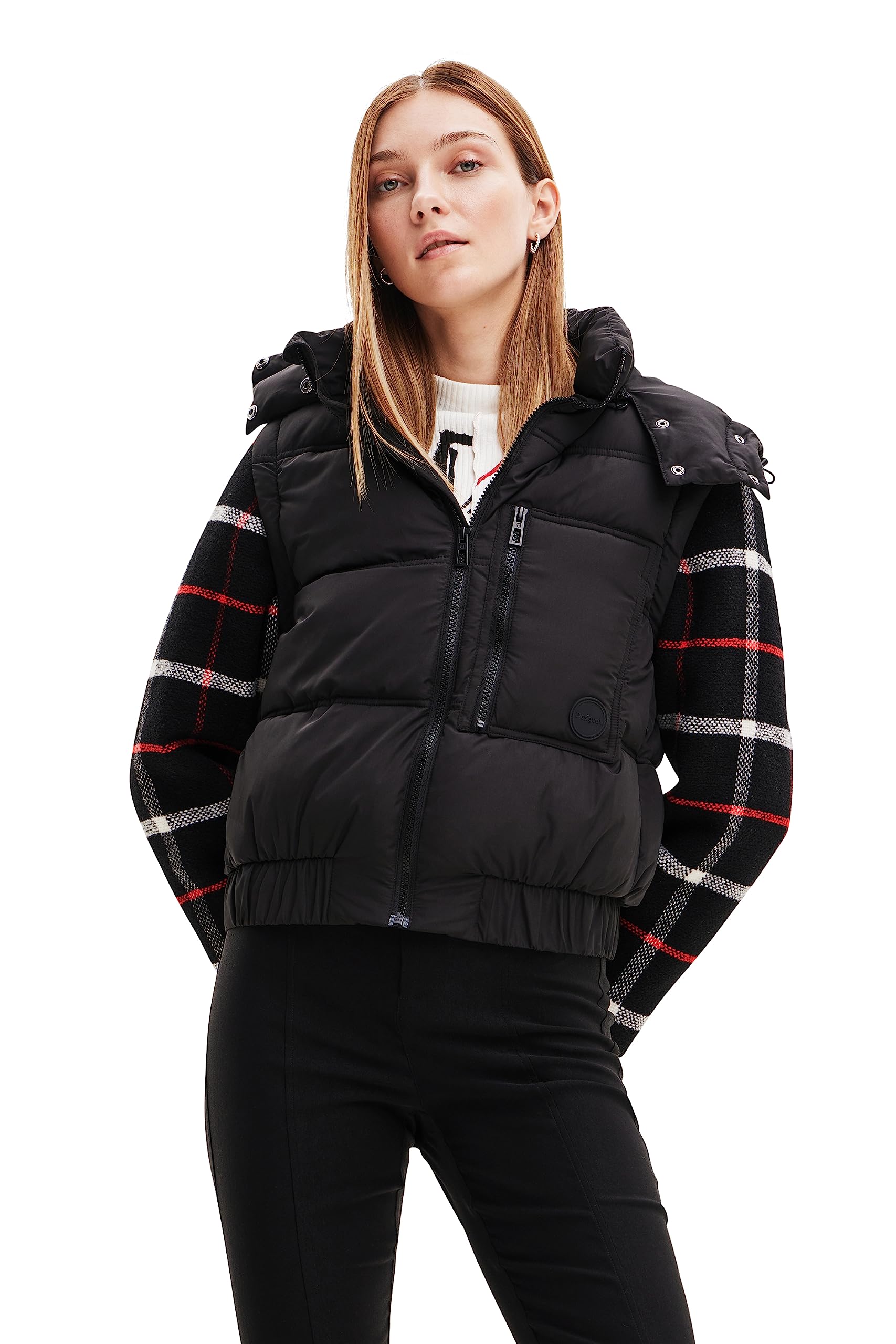 Desigual Damen Schwarz Padded_block, 2000 Black, L