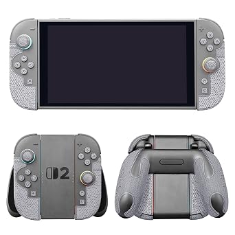 Luck&Link Controller Grip Kit for Nintendo Switch 2, Textured Skin, Anti-Skid, Sweat-Absorbent. Compatible with Joy-Con 2 controllers, featuring handle grips, buttons,triggers (Ultra - Cement Gray)