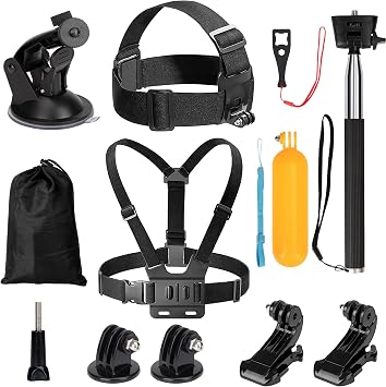 9u 1 arada aksiyon kameras  aksesuar seti, g s kemeri tutucu d  mekan spor k yafeti Gopro Hero 10/9/8/7/6/5/4 Insta360 DJI SJCAM APEMAN AKASO ve di er spor t rleri kamera ile uyumlu