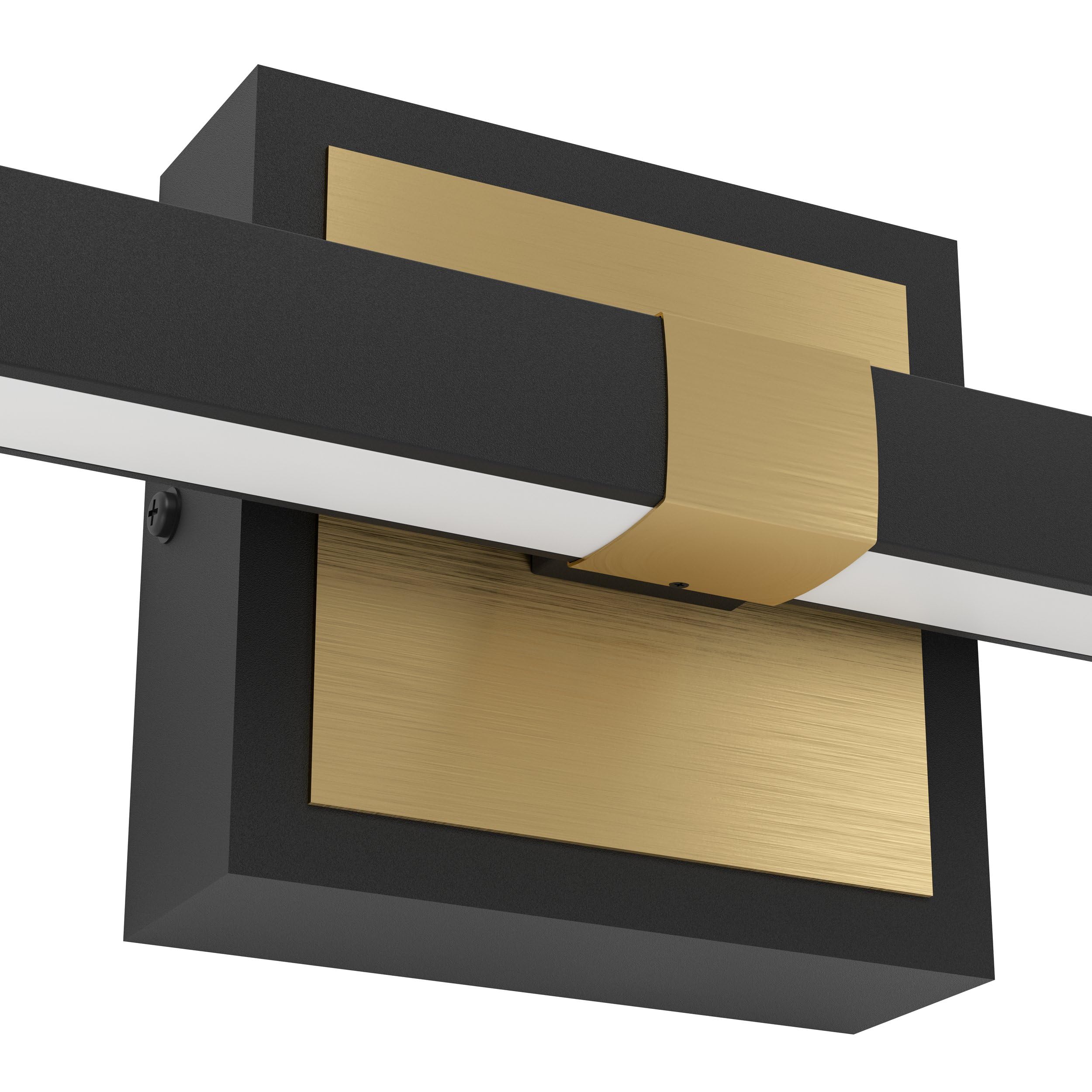 Eglo Peguera - Lampada da parete a LED, lampada per specchio dritta | per bagno, in metallo nero e ottone, colore luce bianco caldo, IP44, 80 cm