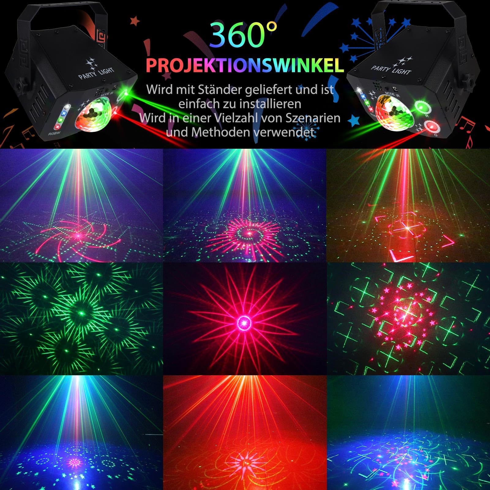 Luci Discoteca 3 In 1 JONRRYIN - Strobo, Laser E Controllo Musicale, 128 Pattern - Foto 5