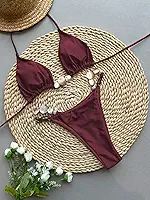 Conjunto de biquíni triangular para mulheres, duas peças, corte alto, roupa de banho sexy com cordão