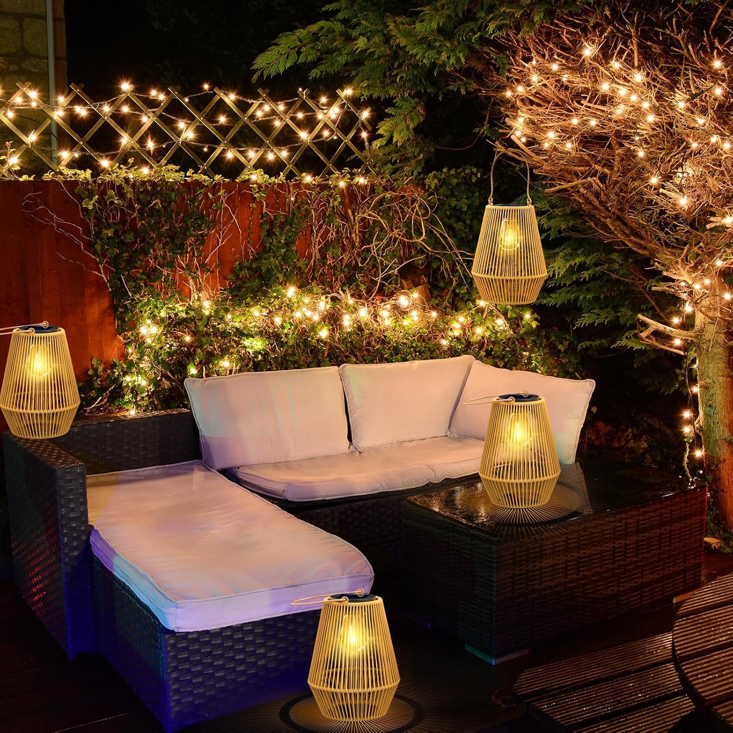 Lanterne da Esterno, KagoLing Lanterne Solari da Esterno 4 Pezzi IP65 Impermeabile Lampada Solare da Giardino per Natale Feste Decorazioni natalizie