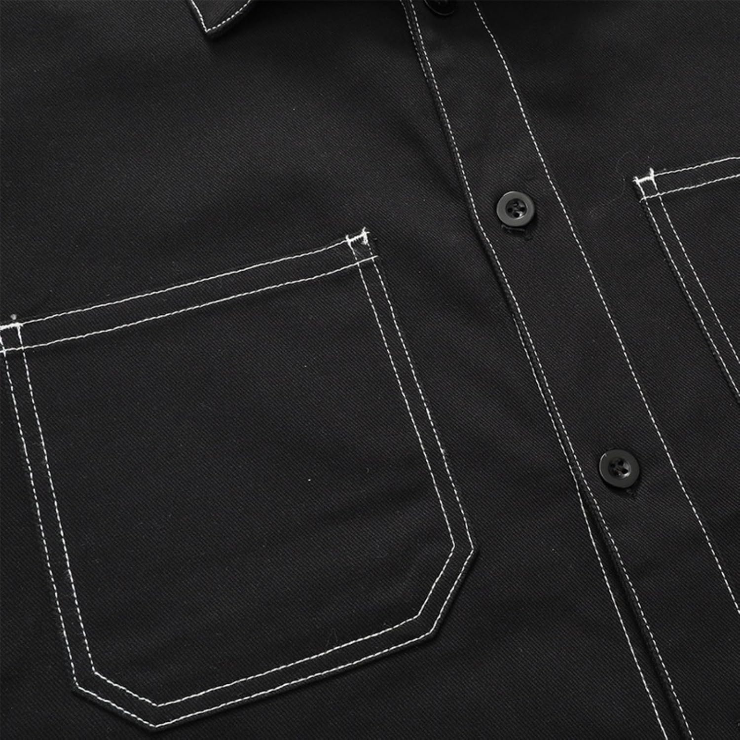 Men's Vintage Canvas Work Jacket Long Sleeve Heavy Shirt Relaxed Multi Pocket Coat