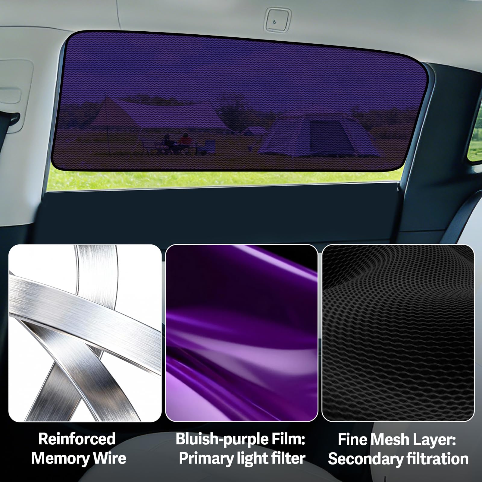 Pare Soleil pour Tesla Model Y 2020-2024 Vitres Latérales,ZATOOTO,Intimité | 2PCS,Installation facile,Intimité,Occultation pour bébé & enfants,Pliable, Durable, Camping & repos