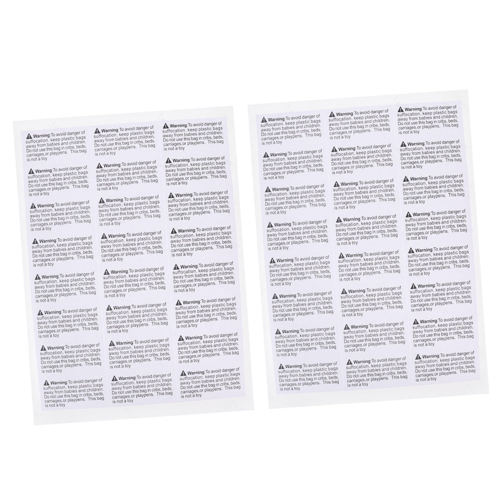 Etiquetas de Advertencia de Asfixia 1000 Unidades de Papel Blanco | Adhesivas para Bolsas de Plástico, Uso en Envío, Impresión de Alto Rendimiento, Resistentes al Agua
