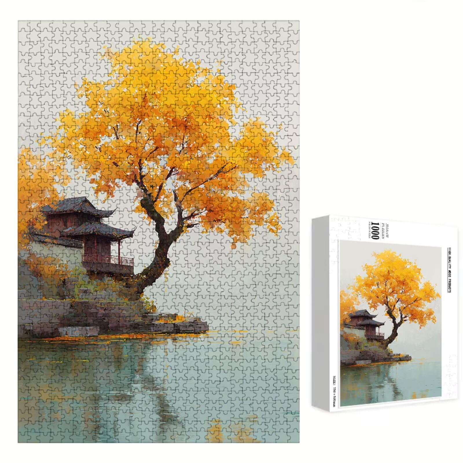 Puzzle 1500 Piezas Adultos Otoño & Árbol, Rompecabezas con Letras Traseras y Póster, Pasatiempo Antiestrés, Decoración de Pared, Regalo Decorar Mujer Hombre 87 x 57 cm (14 Años +) P3#1143