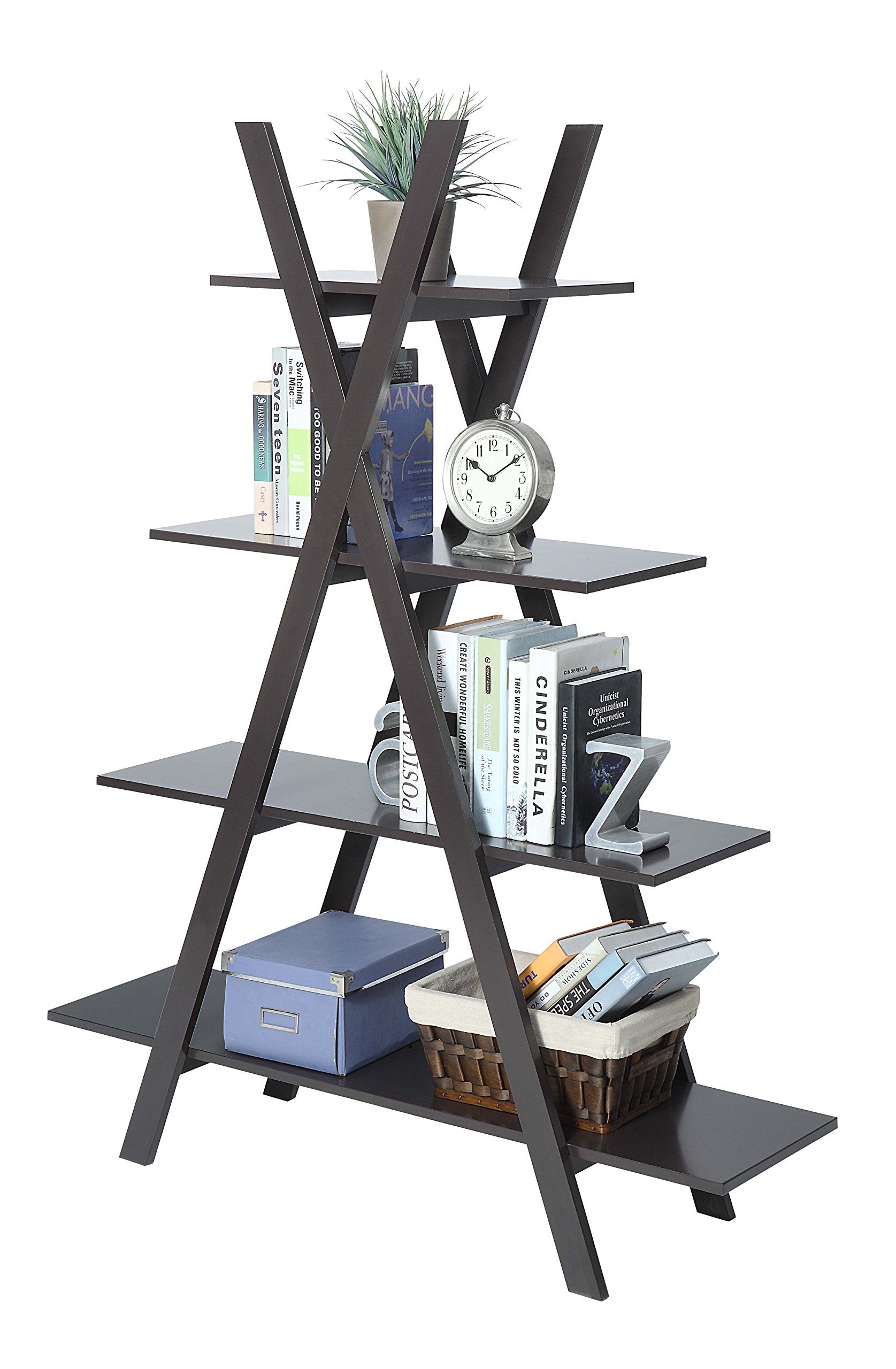 Convenience Concepts Oxford "A" Frame Bookshelf, Espresso