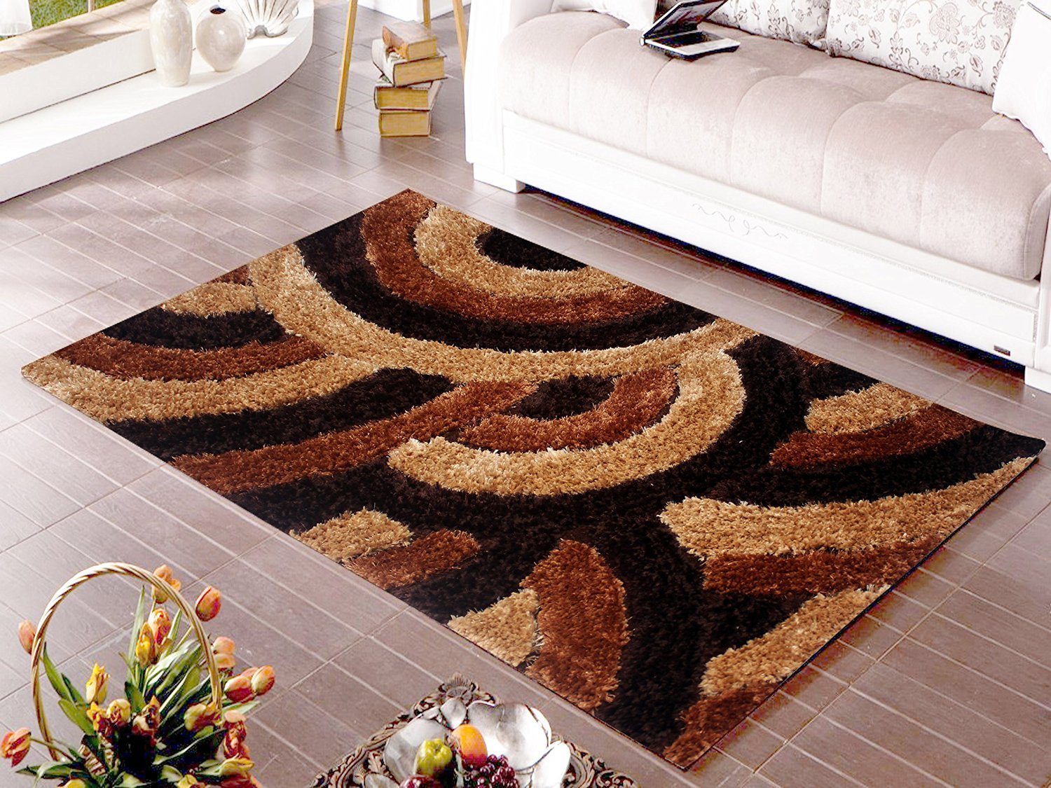 Dizen Star Polyester Carpet for Bedroom/Living Area/Dining Hall/Shaggy Rug 4x6 feet (DZ149)