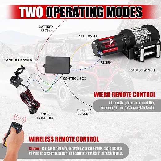 Winche Eléctrico FieryRed 12V 3500LBS Cable de Acero Control Remoto miniatura 7