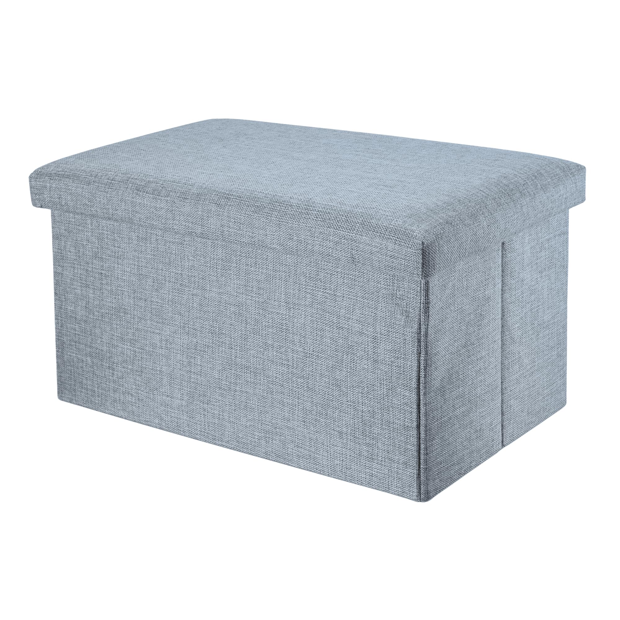 INTIRILIFE Banco Plegable 49x30x30cm en Gris - Asiento Cubo de Tela con Espacio de Almacenamiento y Tapa en Aspecto de Lino - Asiento Cubo reposapiés Plegable Caja de Almacenamiento arcón Taburete